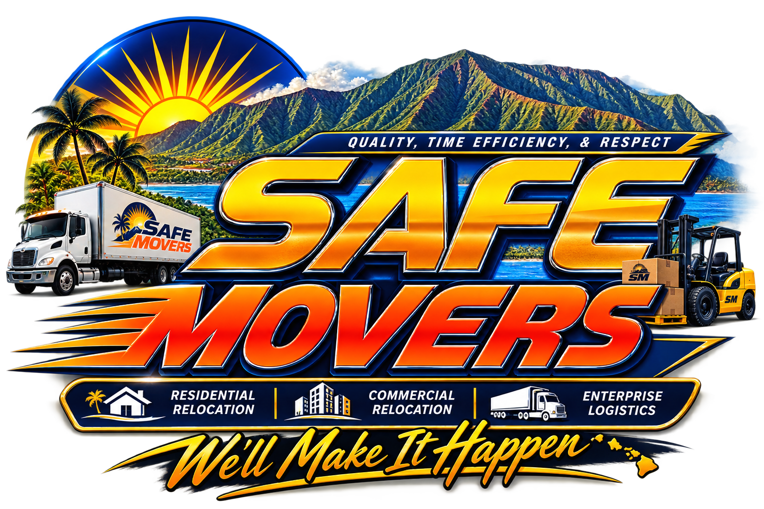 Safe Movers Maui residential relocation, commercial relocation, and enterprise logistics emblem